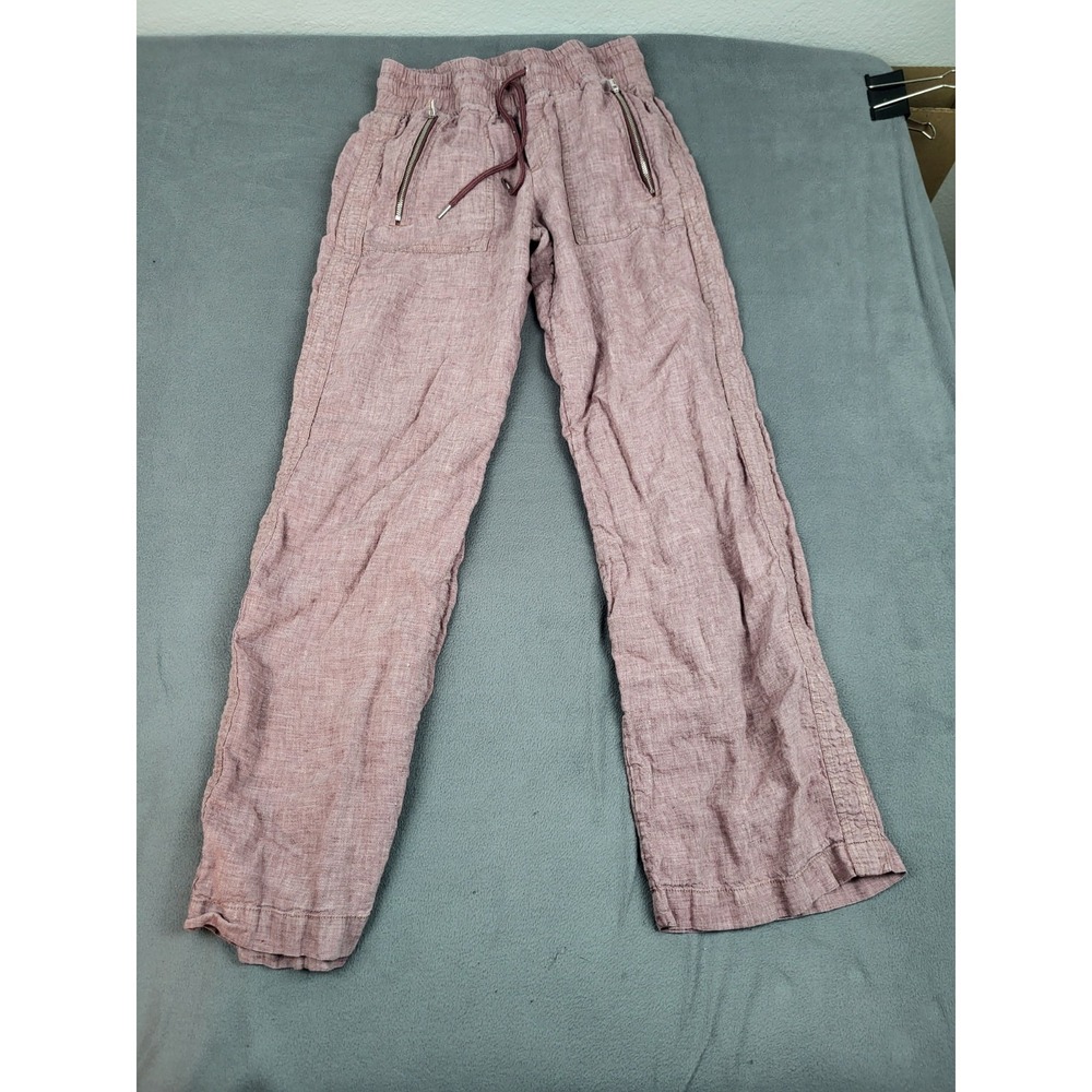 Athleta Dusty Rose Cropped Linen-Blend Drawstring Pants